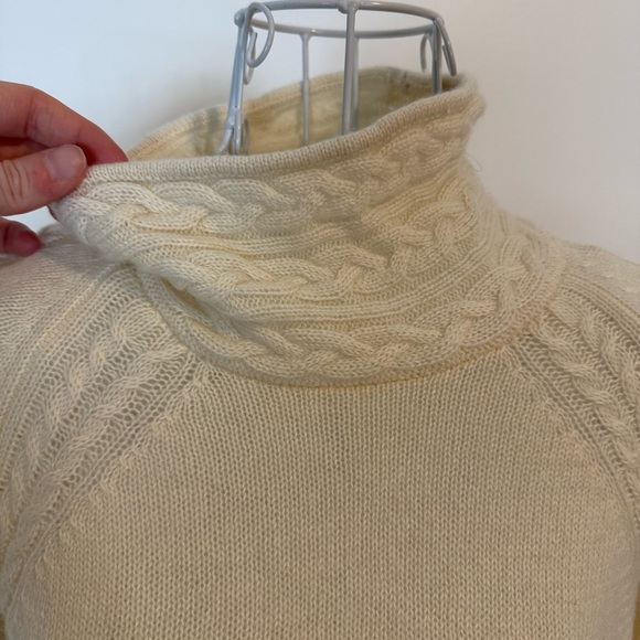 Alashan sweater cable knit turtleneck wool cashmere sweater cream SZ XS pullover - Picture 2 of 9